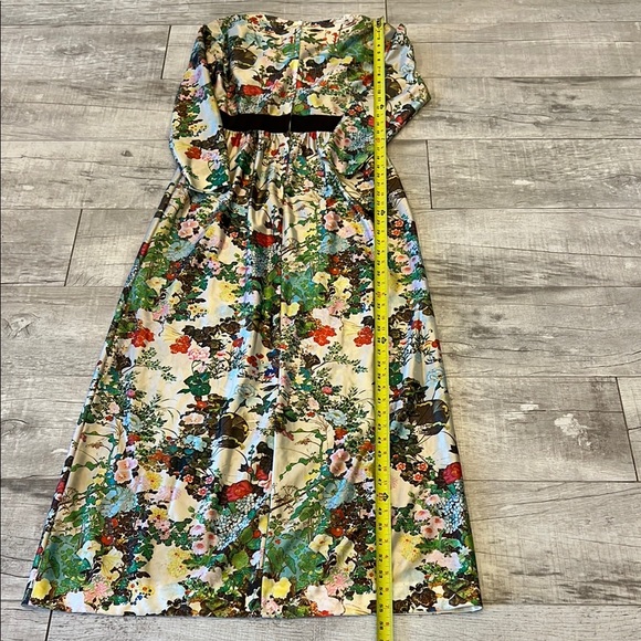 Vintage 70s Leslie Fay Floral Print Maxi Tea Dress Gown Long Sleeve Empire Waist - Picture 10 of 16